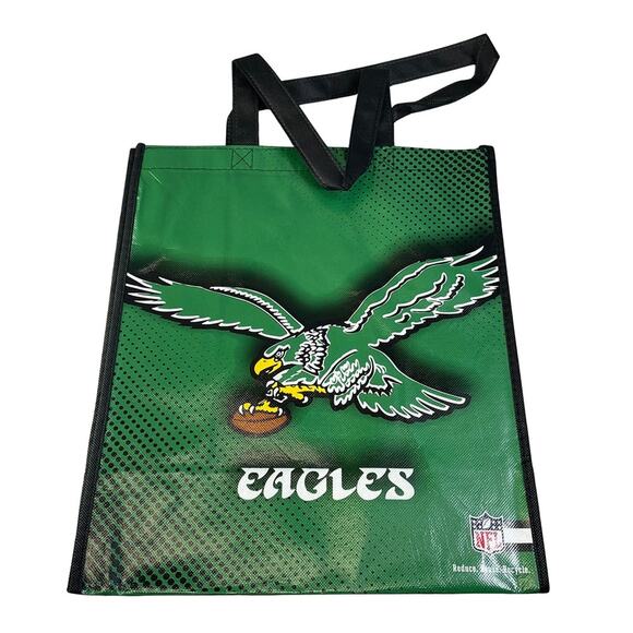 Eagles Reusable Bag Vinyl Philadelphia Football Tote New Green Retro Logo 1 Bag - Picture 1 of 3